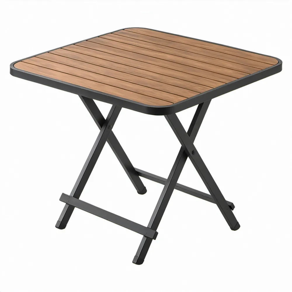 Opvouwbare vierkante tuintafel 70 x 70 x 74 cm van massief acaciahout, naturelbruin/zwart