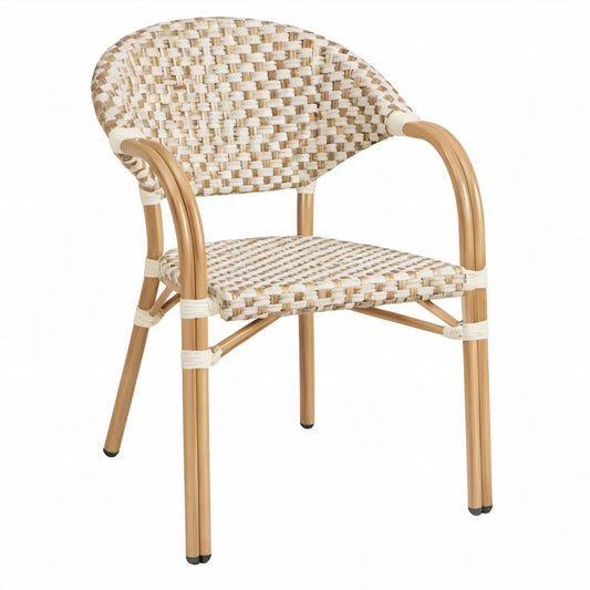 Terrasstoel met armleuningen 56 x 60 x 80 cm Beige/Naturel Houtkleurig