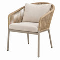Beige terrasstoel met armleuningen en kussens, 65 x 63 x 80 cm