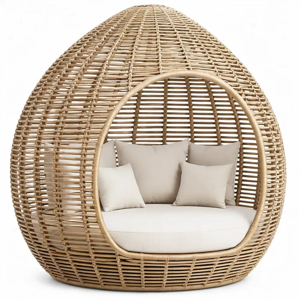 Tweepersoons ligbed met overkapping Beige/Crème 160 x 150 x 180 cm