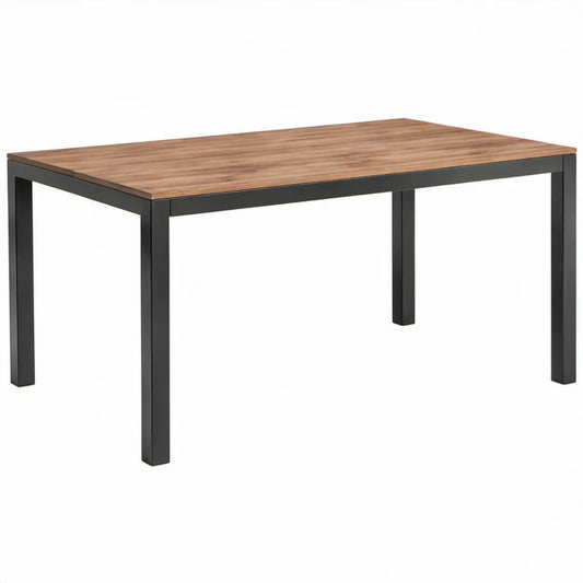 Rechthoekige tuintafel 150 x 90 x 75 cm van acaciahout en gepoedercoat staal - Bruin/Zwart