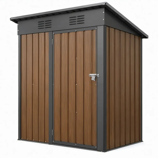 Metalen tuinschuur met dubbele deur 180 x 120 x 200 cm Bruin/Antraciet