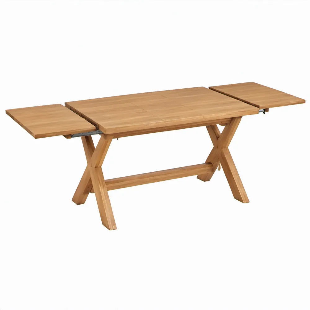 Uitschuifbare tuintafel 180-240 x 90 x 75 cm van massief teakhout, naturel bruin