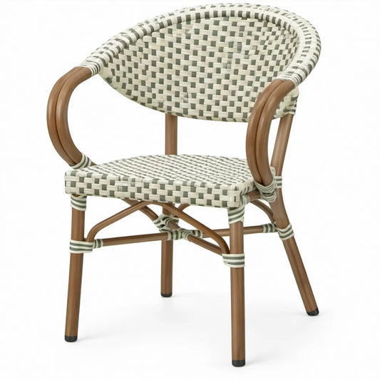 Terrasstoel met armleuningen 57 x 60 x 88 cm groen/wit