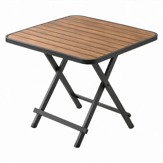 Opvouwbare vierkante tuintafel 70 x 70 x 74 cm van massief acaciahout, naturelbruin/zwart