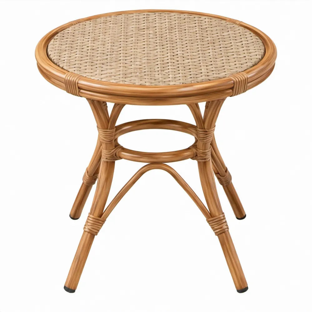 Ronde rotan tuintafel in natuurlijk bruin Ø 60 x 55 cm