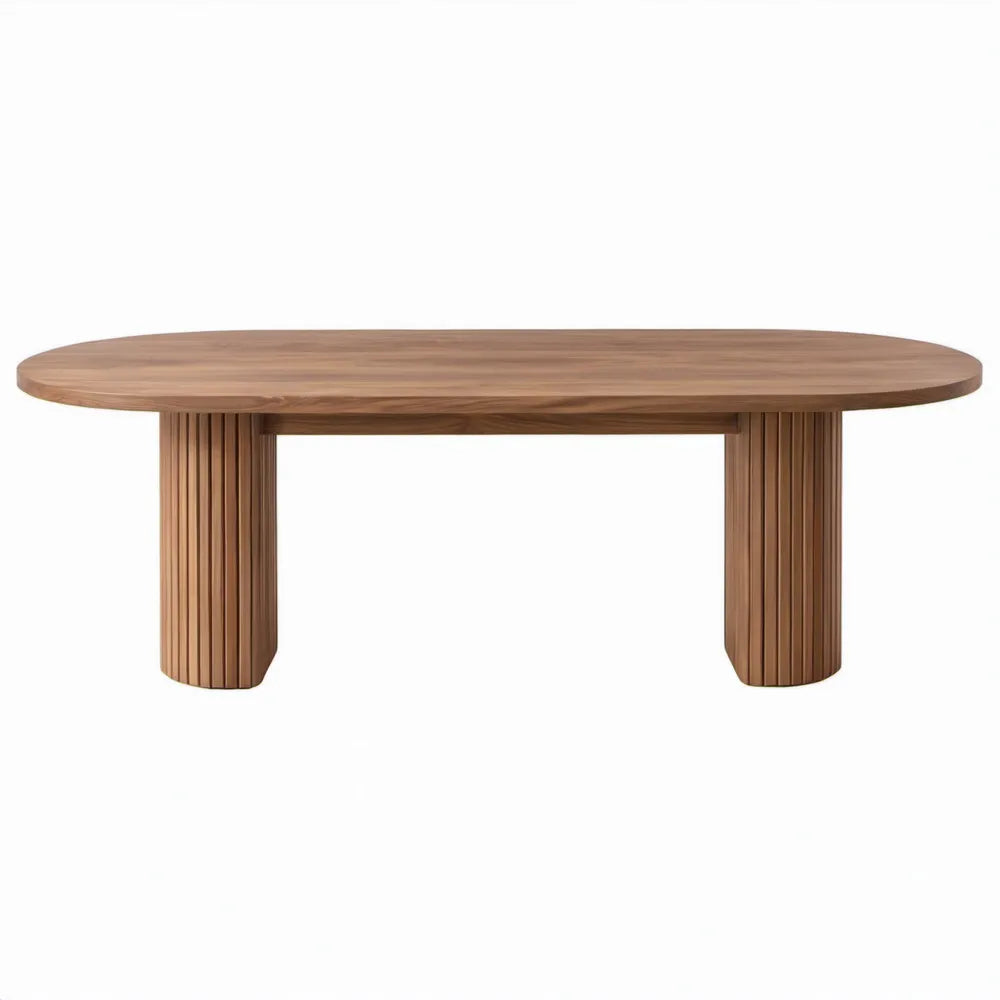 Ovale tuintafel van massief acaciahout, bruin, 220 x 100 x 75 cm
