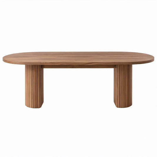 Ovale tuintafel van massief acaciahout, bruin, 220 x 100 x 75 cm