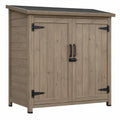 Houten tuinkast met dubbele deuren en schuin dak 140 x 75 x 160 cm Taupe/Zwart