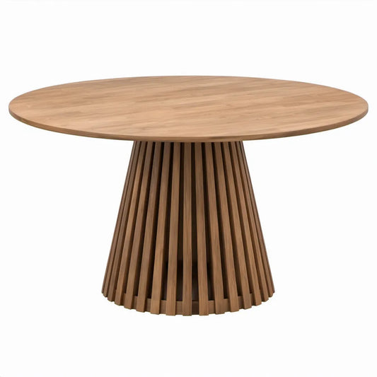 Ronde tuintafel van massief teakhout, naturel lichtbruin, Ø 120 x 75 cm