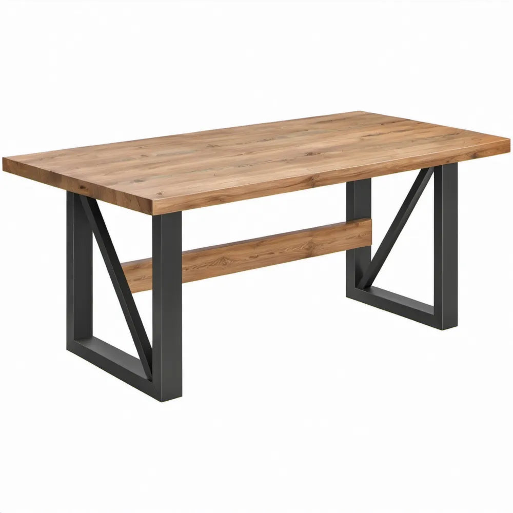 Industriële tuintafel 180 x 90 x 75 cm van massief acaciahout en zwart staal
