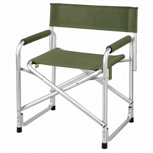 Opvouwbare regisseursstoel met rugleuning en armleuningen, 58 x 45 x 85 cm, groen/zilver