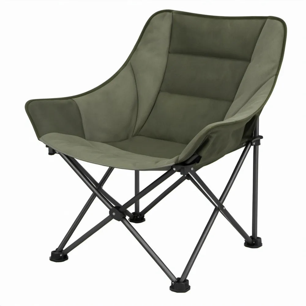 Inklapbare campingstoel met armleuningen, 80 x 75 x 90 cm, olijfgroen/zwart